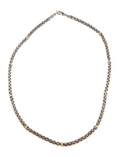 Pre-owned Lagos Two-tone Caviar Beaded Necklace, 18" In Multi
