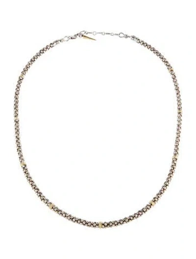 Pre-owned Lagos Two-tone Caviar Beaded Necklace, 19.75" In Multi