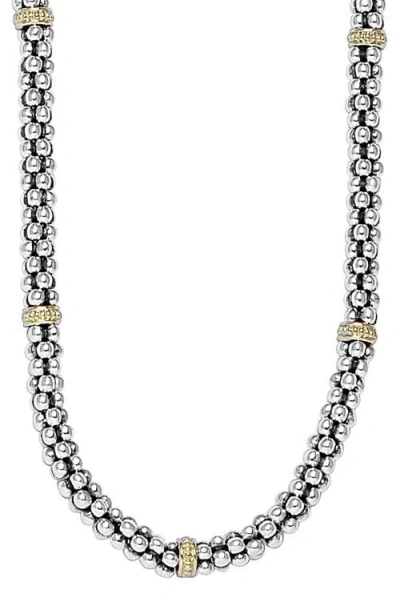 Lagos Two-tone Caviar Beaded Necklace In Multi