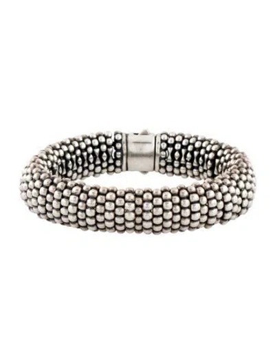 Pre-owned Lagos Two-tone Caviar Bracelet, 6.25" In Multi