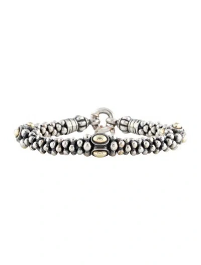 Pre-owned Lagos Two-tone Caviar Bracelet, 6.5" In Multi
