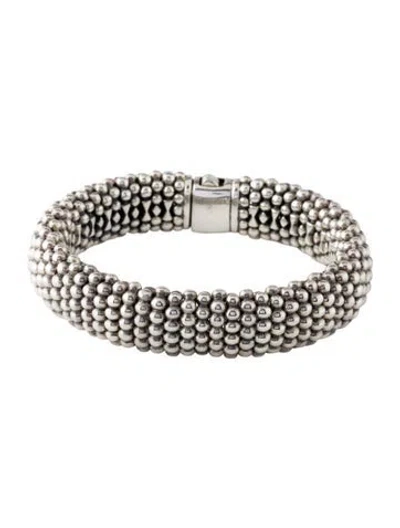 Pre-owned Lagos Two-tone Caviar Bracelet, 6.75" In Multi