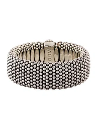 Pre-owned Lagos Two-tone Caviar Bracelet, 6.75" In Multi