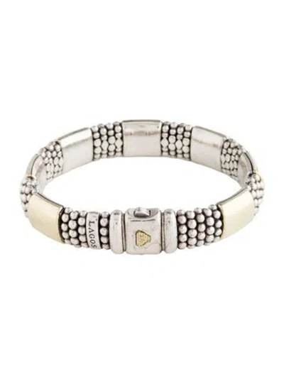 Pre-owned Lagos Two-tone Caviar Bracelet, 7" In Multi