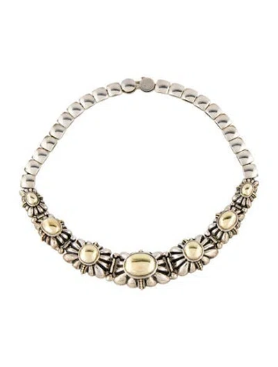 Pre-owned Lagos Two-tone Caviar Collar Necklace, 16" In Multi