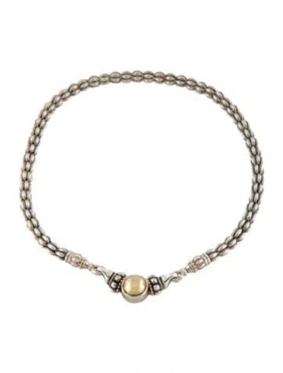 Pre-owned Lagos Two-tone Caviar Collar Necklace, 17.75" In Multicolor