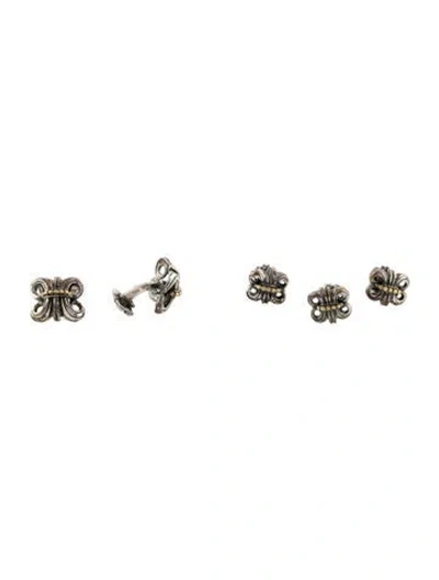 Pre-owned Lagos Two-tone Caviar Cufflink & Shirt Studs Set In Multi