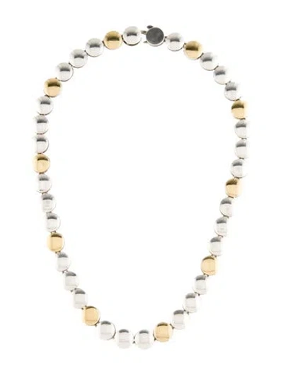 Pre-owned Lagos Two-tone Caviar Disc Necklace, 17.5" In Multi