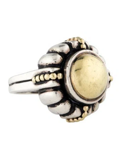 Pre-owned Lagos Two-tone Caviar Dome Cocktail Ring In Multi