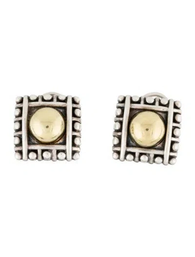 Pre-owned Lagos Two-tone Caviar Earclip Earrings In Multi
