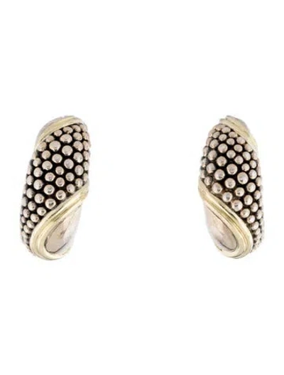 Pre-owned Lagos Two-tone Caviar Earclip Earrings In Multi