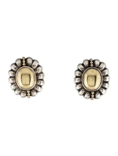 Pre-owned Lagos Two-tone Caviar Earclips In Multicolor