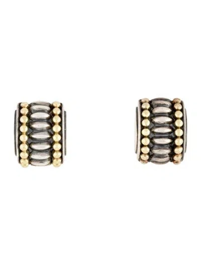 Pre-owned Lagos Two-tone Caviar Earrings In Multi