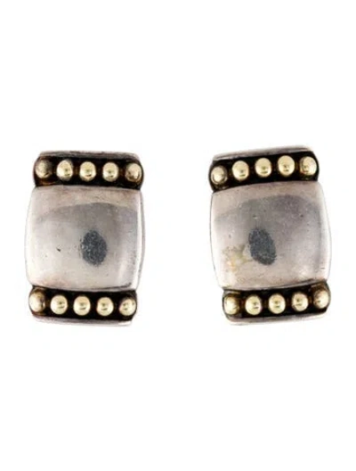 Pre-owned Lagos Two-tone Caviar Elongated Earclips In Multi