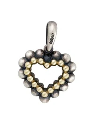Pre-owned Lagos Two-tone Caviar Heart Pendant In Multi