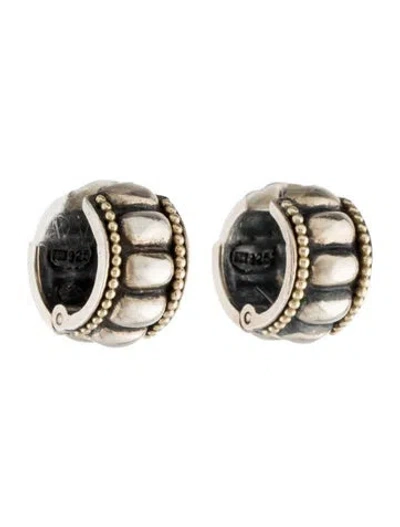 Pre-owned Lagos Two-tone Caviar Huggie Earrings In Multi
