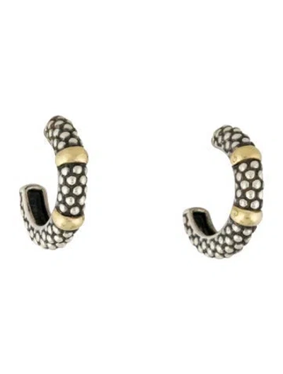 Pre-owned Lagos Two-tone Caviar Huggie Earrings In Multicolor