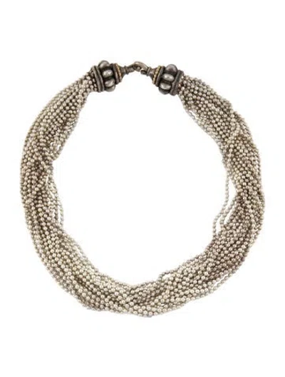 Pre-owned Lagos Two-tone Caviar Multistrand Necklace, 15"