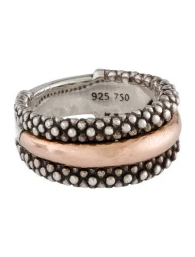Pre-owned Lagos Two-tone Caviar Ring In Multi