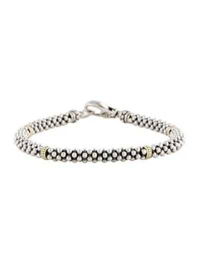Pre-owned Lagos Two-tone Caviar Station Bracelet, 7" In Multi