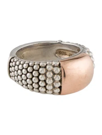 Pre-owned Lagos Two-tone Caviar Station Ring In Multi