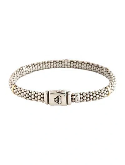 Pre-owned Lagos Two-tone Caviar Staton Bracelet, 6.5" In Multicolor