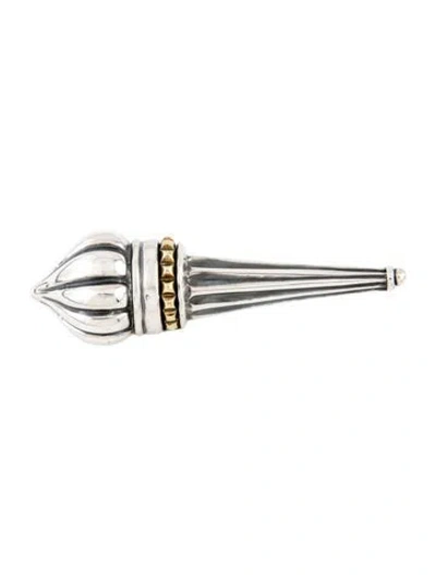 Pre-owned Lagos Two-tone Caviar Torch Brooch In Multi