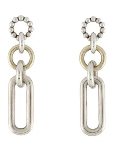 Pre-owned Lagos Two-tone Circle Link Drop Earrings In Multi