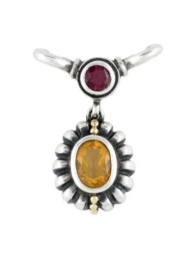 Pre-owned Lagos Two-tone Citrine & Garnet Pendant, 1" In Multi