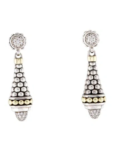 Pre-owned Lagos Two-tone Diamond Drop Earrings In Multi