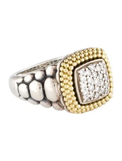 Pre-owned Lagos Two-tone Diamond Lux Cocktail Ring In Multi