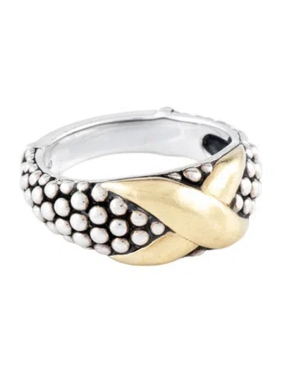 Pre-owned Lagos Two-tone Embrace "x" Caviar Ring In Multi