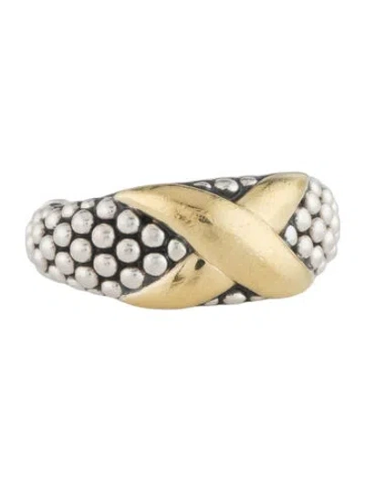 Pre-owned Lagos Two-tone Embrace "x" Caviar Ring In Multicolor