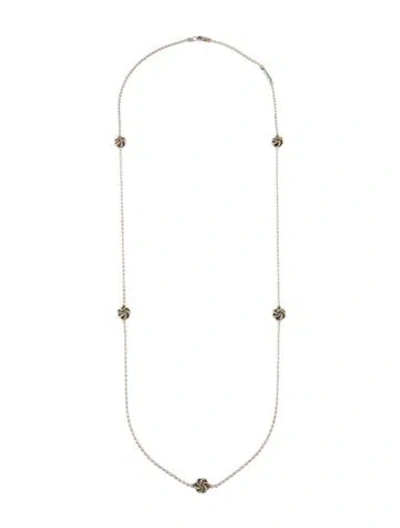 Pre-owned Lagos Two-tone Five Station Love Knot Necklace, 37" In Multi