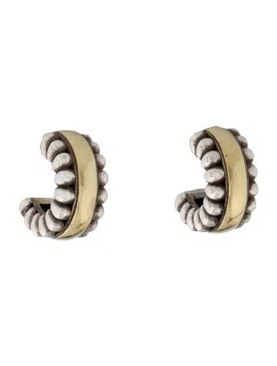 Pre-owned Lagos Two-tone Flute Huggie Earrings In Multi