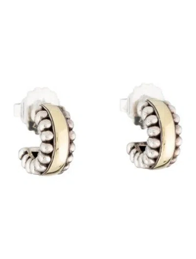 Pre-owned Lagos Two-tone Flute Huggie Earrings In Multicolor