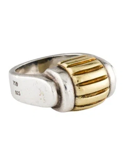 Pre-owned Lagos Two-tone Fluted Cocktail Ring In Multi