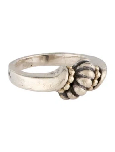 Pre-owned Lagos Two-tone Fluted Cocktail Ring In Multi