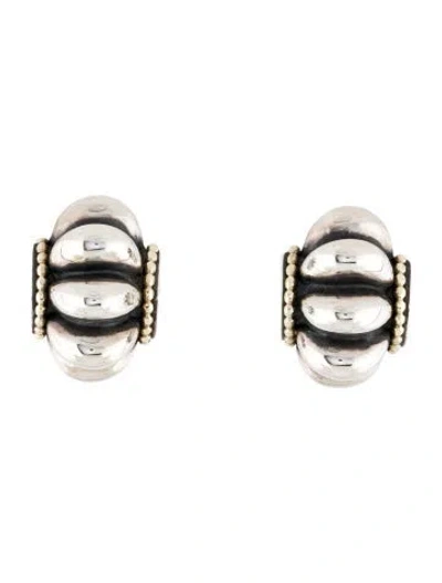 Pre-owned Lagos Two-tone Fluted Earclip Earrings In Multi
