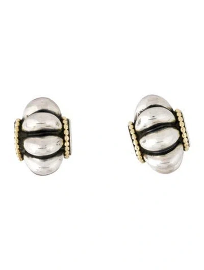 Pre-owned Lagos Two-tone Fluted Earclip Earrings In Multi