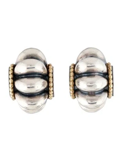 Pre-owned Lagos Two-tone Fluted Earclips In Multi