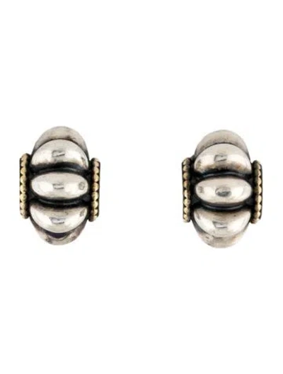 Pre-owned Lagos Two-tone Fluted Earrings In Multi