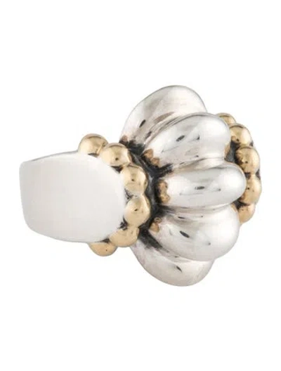 Pre-owned Lagos Two-tone Fluted Ring In Multicolor