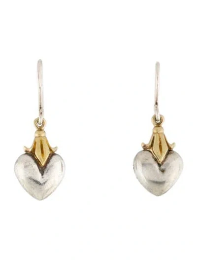 Pre-owned Lagos Two-tone Heart Drop Earrings In Multi
