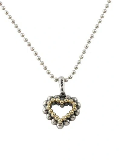 Pre-owned Lagos Two-tone Heart Pendant Necklace, 34" In Multicolor