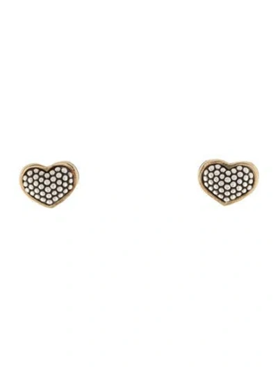 Pre-owned Lagos Two-tone Heart Stud Earrings In Multi