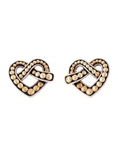 Pre-owned Lagos Two-tone Heart Stud Earrings In Multicolor