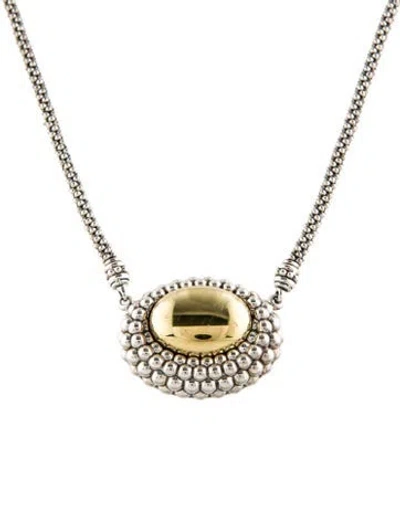 Pre-owned Lagos Two-tone High Bar Oval Enhancer Necklace, 17.5" In Multi