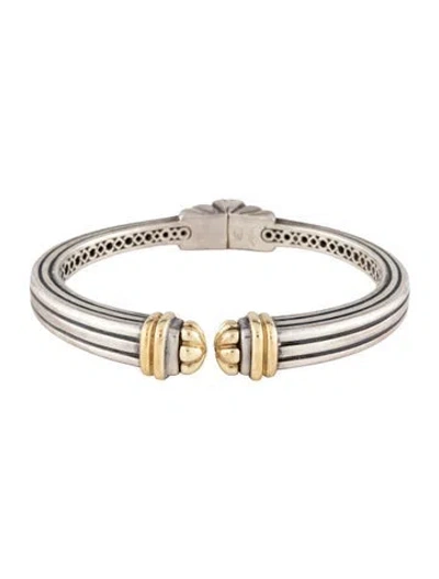 Pre-owned Lagos Two-tone Hinged Cuff, 6.5" In Multi