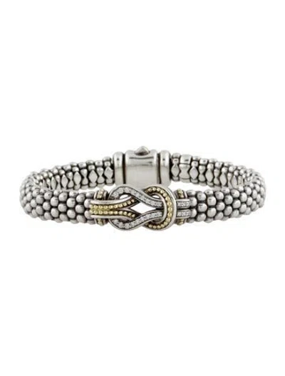 Pre-owned Lagos Two-tone Knot Caviar Diamond Bracelet, 6.5" In Multi